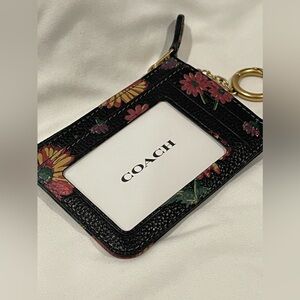 COACH essential floral printed leather skinny ID case wallet